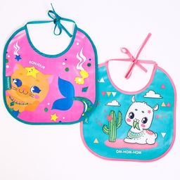 Нагрудник для кормления M&B «ТРЕНД. Лапочки» непромокаемый на завязках, МИКС