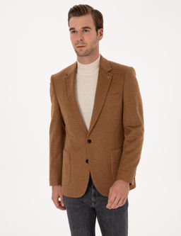 Camel Slim Fit Ceket
