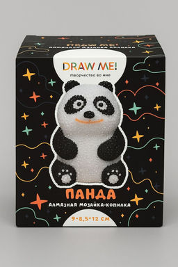 Алмазная мозаика на копилке (нижняя загрузка) Draw Me! Panda, (9*8.5*12 см)