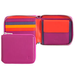 Итальянский кожаный кошелек на молнии DuDu серии Faro | фуксия