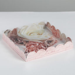 Цена за 5 шт. Коробка для печенья, кондитерская упаковка с пластиковой крышкой, My best wishes, 18?18?3 см