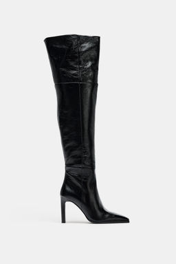 LEATHER XL HEELED BOOTS LIMITED EDITION - Zara фото 14
