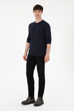 Erkek Slim Fit Bisiklet Yaka Lacivert Basic Kazak - U.s. polo assn фото 11