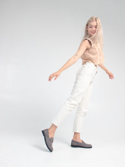 Лоферы туфли 170.2614bl. Серый замок замша