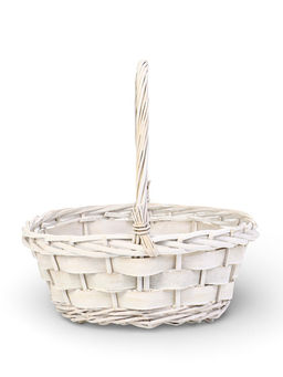 Корзина плетёная для хранения Alba, с ручкой, белая, набор 2 шт.