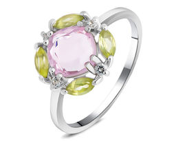 Кольцо, морганит , перидот , топаз, Хамелеон