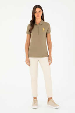 Женская базовая футболка цвета хаки - U.s. polo assn фото 4