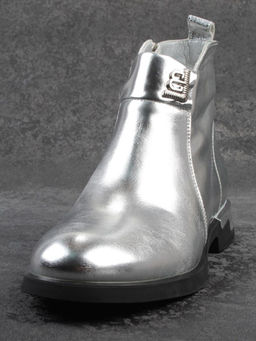 01-B48B-87C GREY/SILVER Ботинки демисезонные женские (натуральная кожа, байка)