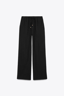 WIDE-LEG TROUSERS WITH ELASTIC WAISTBAND - Zara фото 4