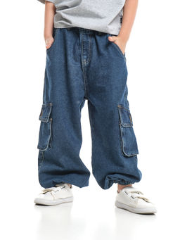 Джинсы карго 33-7655 синий - Mini maxi фото 7