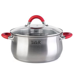 Набор посуды из нержавеющей стали Лортон 2 предмета: кастрюля 3,2л - д20см, h10,5см, ковш 1,5л - д16см, h8см, s0,5мм, дно s2,7мм, полировка зеркальная снаружи, зеркальная внутри, стеклянная жаропрочная крышка, стальной обод, пароотвод, ручки с из н - Домашняя мода фото 3