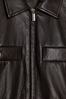 CHAQUETA EFECTO PIEL CINTURA EL?STICA / Marr?n - Zara фото 8