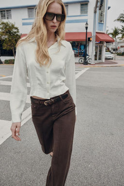 FITTED WAIST SATIN SHIRT - Zara фото 15
