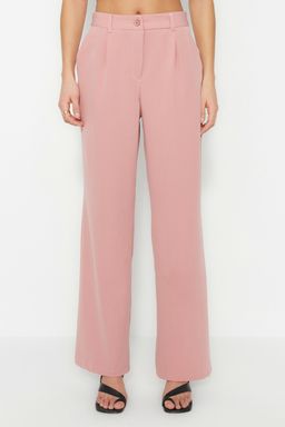 Siyah Yuksek Bel Wide Leg/Genis Paca Pileli Dokuma Kumas Pantolon TWOAW21PL0076