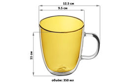 Набор 2 кружек 350 мл 12,5*9,5*11 см Crystal glass золотистый - Elan gallery фото 2