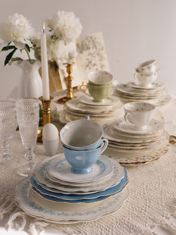 Чайная пара WY Royal blue, фарфор, 220 мл, голубая