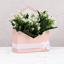 Конверт с бантиком, персиковый 18 х 24 х 7 см