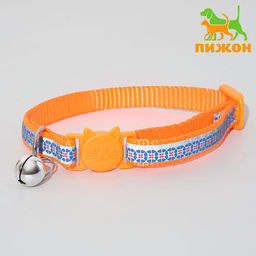 Ошейник с декоративной светоотражающей полосой, имитация нейлона, 30 х 1 см, оранжевый