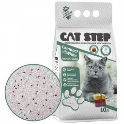 Наполнитель комкующийся минеральный CAT STEP Compact White French Soap, 10 л