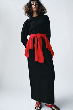 VESTIDO LARGO ALGOD?N / Negro