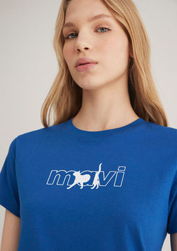 Mavi Kedi Logo Bask?l? Mavi Tisort  фото 5