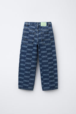 WIDE-LEG JEANS WITH TEXT PRINT - Zara фото 2