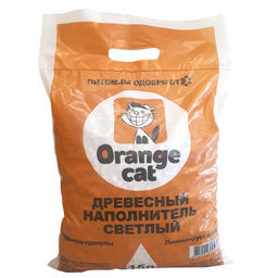 Наполнитель для кошек 15л светлый древесный мини Orange Cat