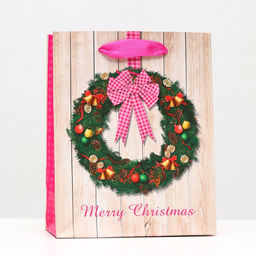 Цена за 12 шт. Пакет ламинированный Новогодний венок 11,5 х 14,5 х 6 см - Simaland фото 3