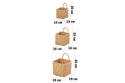 Набор 3 плетеных корзин, 1 корзинка 13*13*20см, 1 корзинка 16*16*23см, 1 корзинка 19*19*26см, солом - Elan gallery фото 2