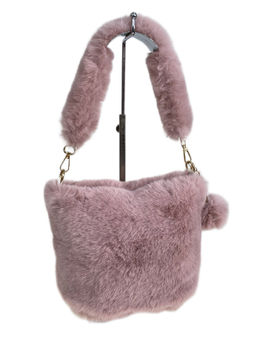 Женская сумка из искусственного меха, цвет пудра