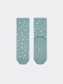 Цена за 5 пар! Высокие детские носки в оттенке кэмел с рисунком в виде сердечек - Mark formelle фото 11