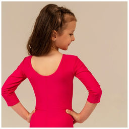 Купальник гимнастический Grace Dance, с шортами, с рукавом 3/4, р. 28, цвет малина  фото 4