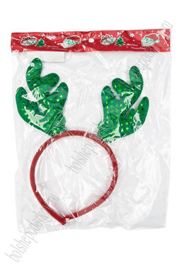 Новогодний ободок 23 см "Рожки" (SF-1708) зеленый