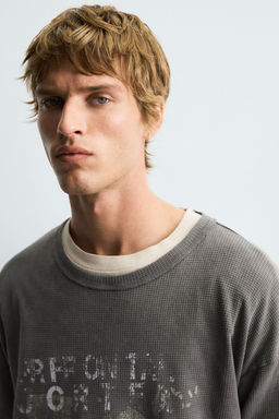 WASHED PRINT KNIT T-SHIRT - Zara фото 6