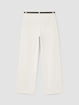 Beli Kemerli Wideleg Kad?n Jean Pantolon