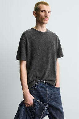 CAMISETA PUNTO LAVADA / Negro