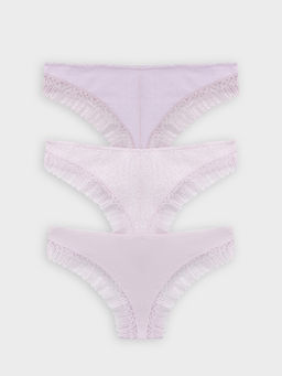 Цена за 2 штуки! Трусы бразилиана женские лиловые в наборе, 3 шт - Mark formelle фото 9