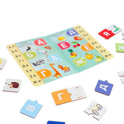 Обучающий набор Сколько букв в алфавите?, парные пазлы + картонная книга с окошками - Лесная мастерская фото 2