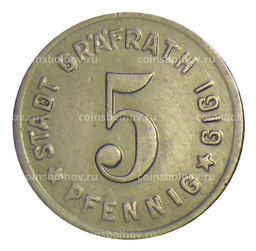 Монета 5 пфеннигов 1919 года Германия Нотгельд Графрат