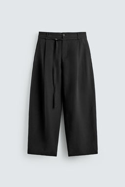 PANTAL?N BALLOON FIT PLIEGUES CINTUR?N / Negro - Zara фото 6