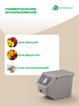 Контейнер для овощей 11,2л 21,7*32,3*22см серый - Полимербыт фото 3