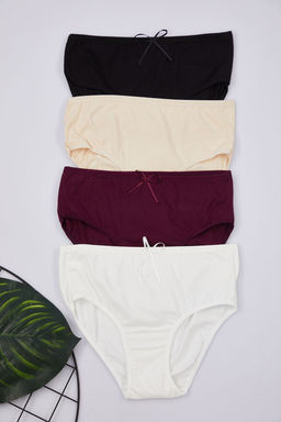 Trendyolmilla Siyah-Cok Renkli 4lu Paket Pamuklu Kurdele/Fiyonk Detayl? Hipster Orme Kulot THMSS24KU00040 фото 9