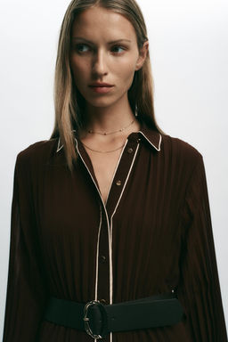 BELTED PLEATED MIDI DRESS - Zara фото 3