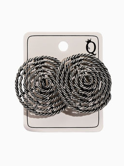 Цена за 2 шт. Клипсы "Винтаж" круг из веревки, цвет чернёное серебро
