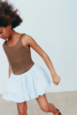 VESTIDO COLOR BLOCK 100% LINO / Marr?n