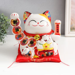 Маятник настольный антистресс «Манэки-нэко как источник благополучия», керамика, от батареек, 16×23×19.5 см