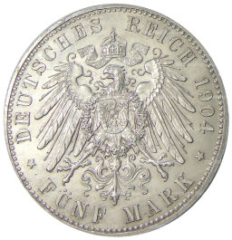5 марок 1904 года Германия (Гессен) 400 лет со дня рождения Филиппа I Великодушного