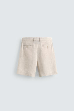 BERMUDA REGULAR FIT 100% LINO / Beige claro