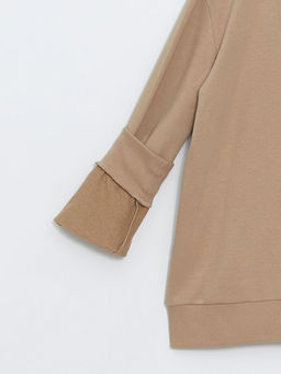 Kap??onlu Basic Uzun Kollu K?z ?ocuk Fermuarl? Sweatshirt