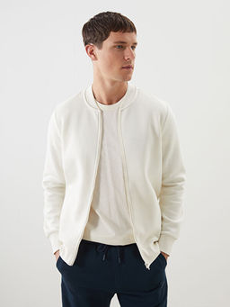 Kolej Yaka Uzun Kollu Erkek Fermuarl? Sweatshirt